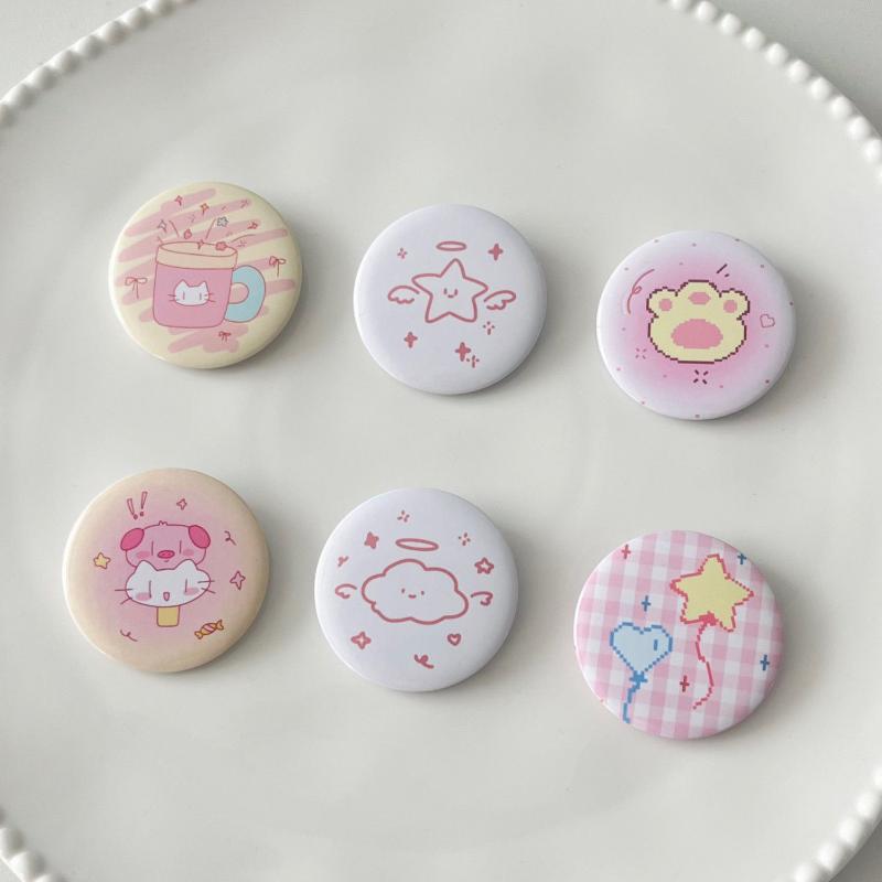6 шт. Милые Мультяшные Мини Мультяшные Значки-Кнопки Kawaii Ретро Для Девочек Детей Рюкзак Пенал DIY Декоративные Булавки Броши Аксессуары