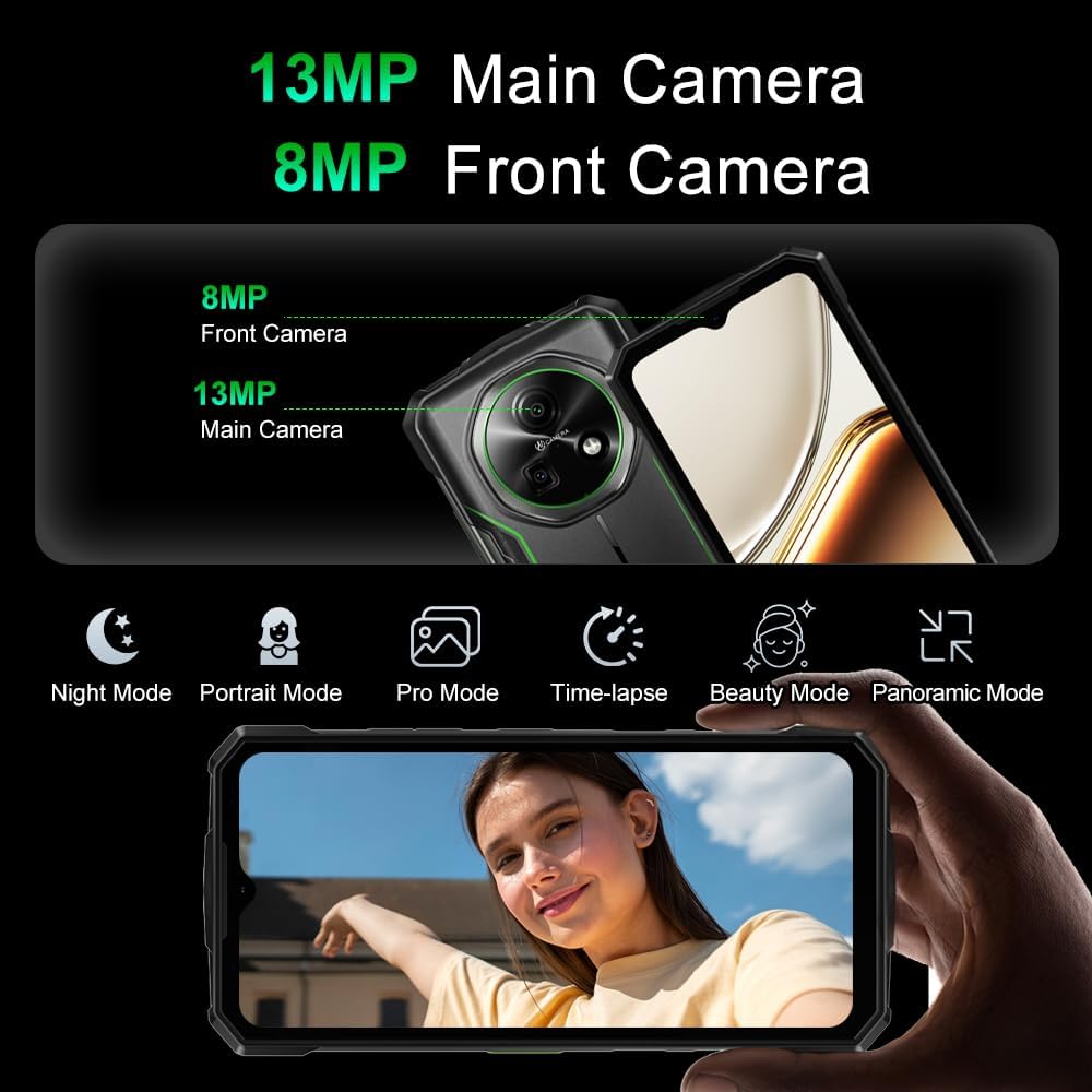 DOOGEE Fire 5 Pro Rugged 4G Android 15 Smartphone,13000mAh,4GB 128GB Rugged Phone,6.6" HD 90Hz