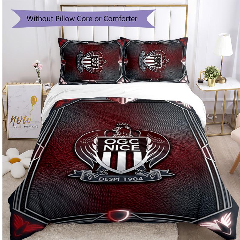 OGC Nice FC Printed 3PCS Bedding Set Breathable Duvet Cover with Pillowcases Decorative Bed Linen for Bedroom Home
