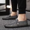 Men Leather Loafers Fashion Non Slip Walking Flats Breathable Outdoor Slip On Casual Shoes for Male Work Office Driving Shoes
