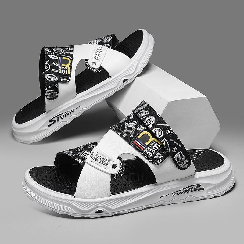 Мужские летние сандалии, нескользящие, двойного назначения, для вождения, повседневные, спортивные, на мягкой подошве, вьетнамские, для пляжа, крутые шлепанцы