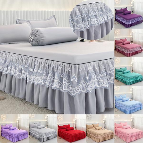 3 шт. роскошный парный наматрасник с рюшами, юбка, стеганое одеяло, эластичное одноместное двуспальное покрывало на простыне