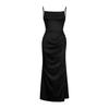 Women's Satin Bodycon Dress Spaghetti Strap Side Slip Long Dress Cowl Neck Sexy Club Midi Dresses for Evening Birthday Party Weddings