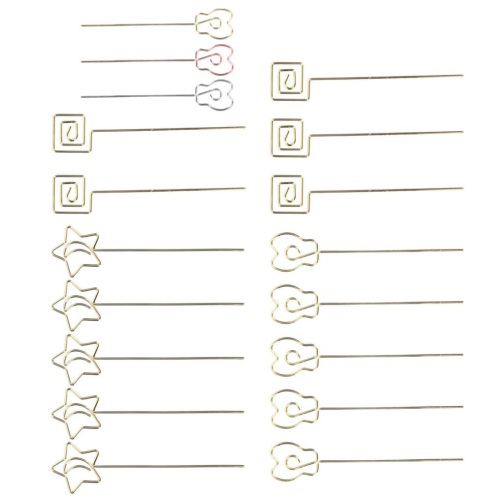 15pcs Table Number Holder Cute Shape Electroplating Process Practical Photo Stand for Office Anniver