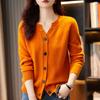 V-neck Cardigan Cardigan for Women In Autumn and Winter Short Solid Color with Loose Knitted Jacket Versatile Long-sleeved Top