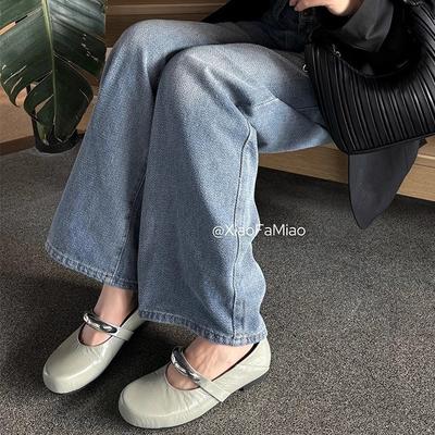 Тонкие красные туфли Мэри Джейн, процарапанные вручную, новые модные универсальные однотонные туфли с плоской подошвой и легким носком на весну и осень 2025 г.