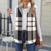 Women's Checked Print Fashionable And Warm Fleece Cardigan Vest Jacket