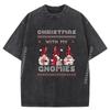 Funny Christmas With My Gnomies Family Matching Gnome Halloween Christmas Gothic Christmas Washed T-shirts Tops T Shirt