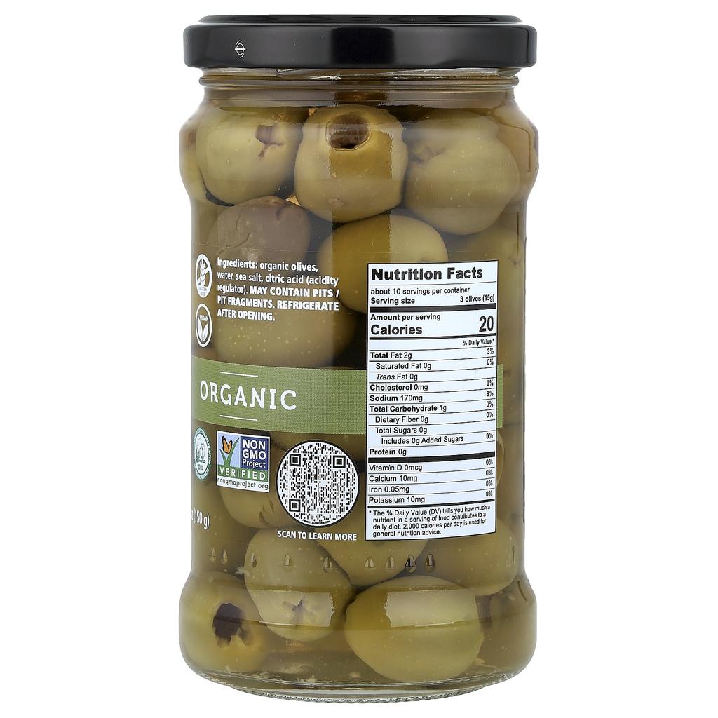 Divina Organic Seedless Green Olives, 150g (5.3oz)