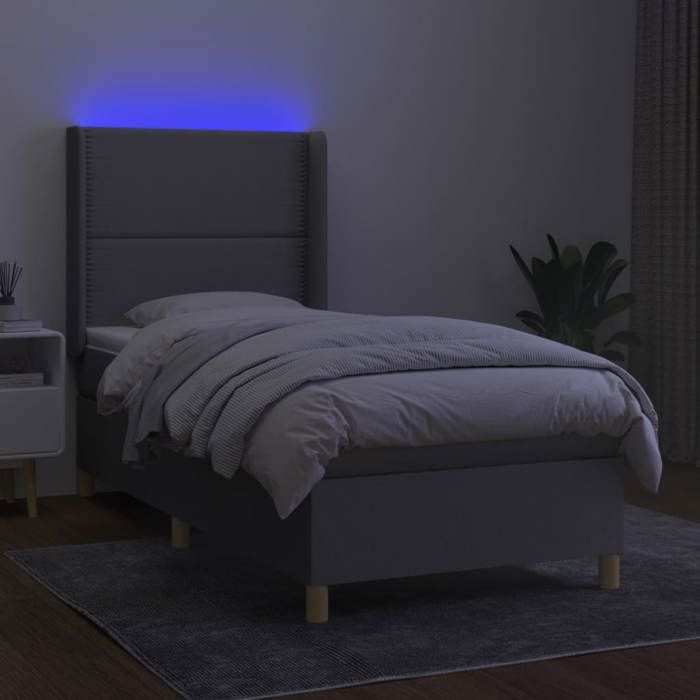 Maison Exclusive - Sommier à lattes de lit matelas LED Gris clair 90x200cm Tissu