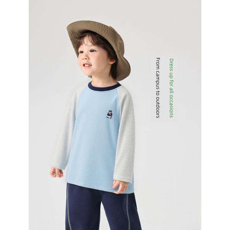 Right European Boys Long sleeves Shirt Children's Spring and Autumn Bear Raglan Sleeve 2026 New Children's Clothing Baby Casual Bottoming Shirt