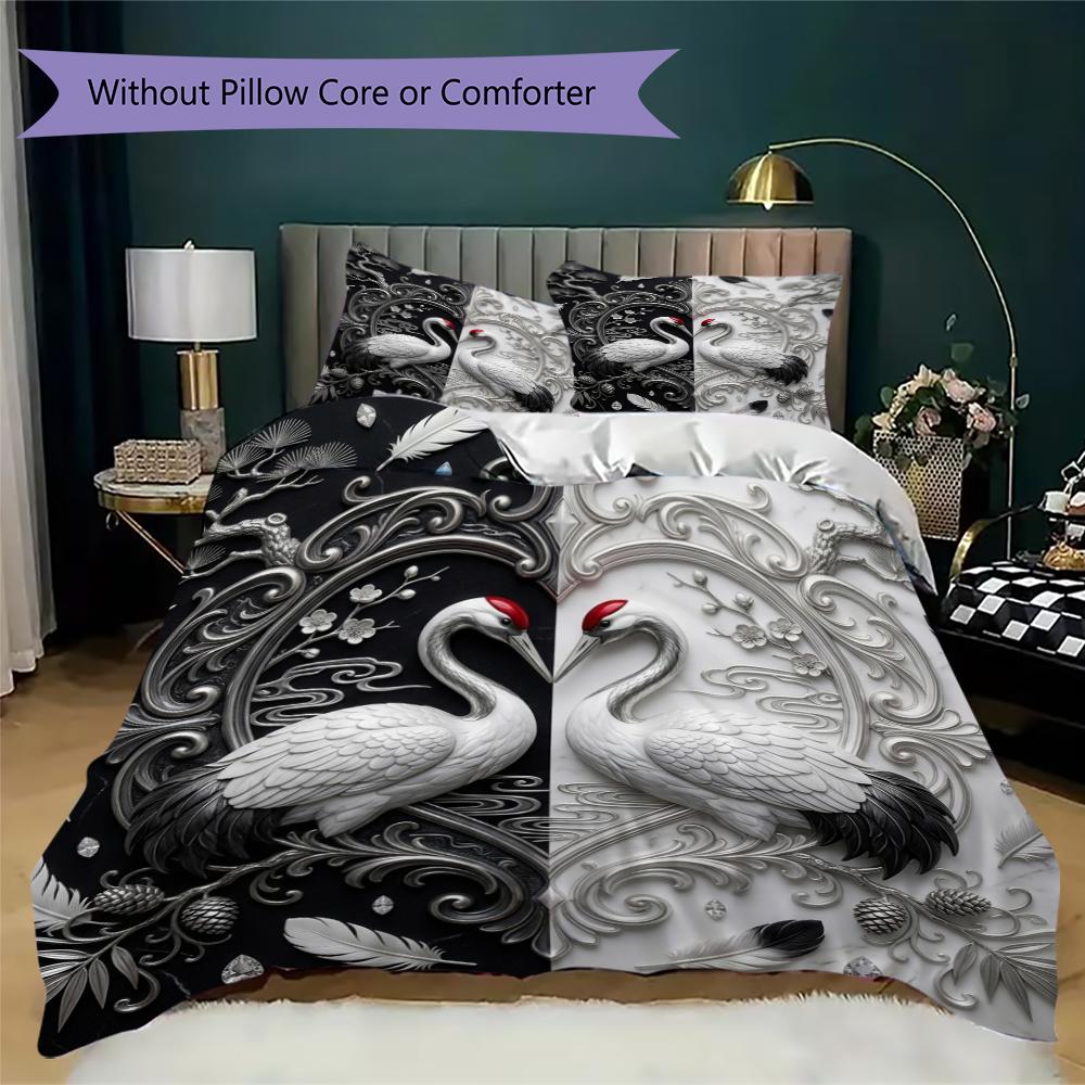 Gorgeous B&W Pattern Bedding uilt Set uilt Cover Pillowcase Home Decoration Birthday Gift (1 * duvet cover + 2 * pillowcase without core)39