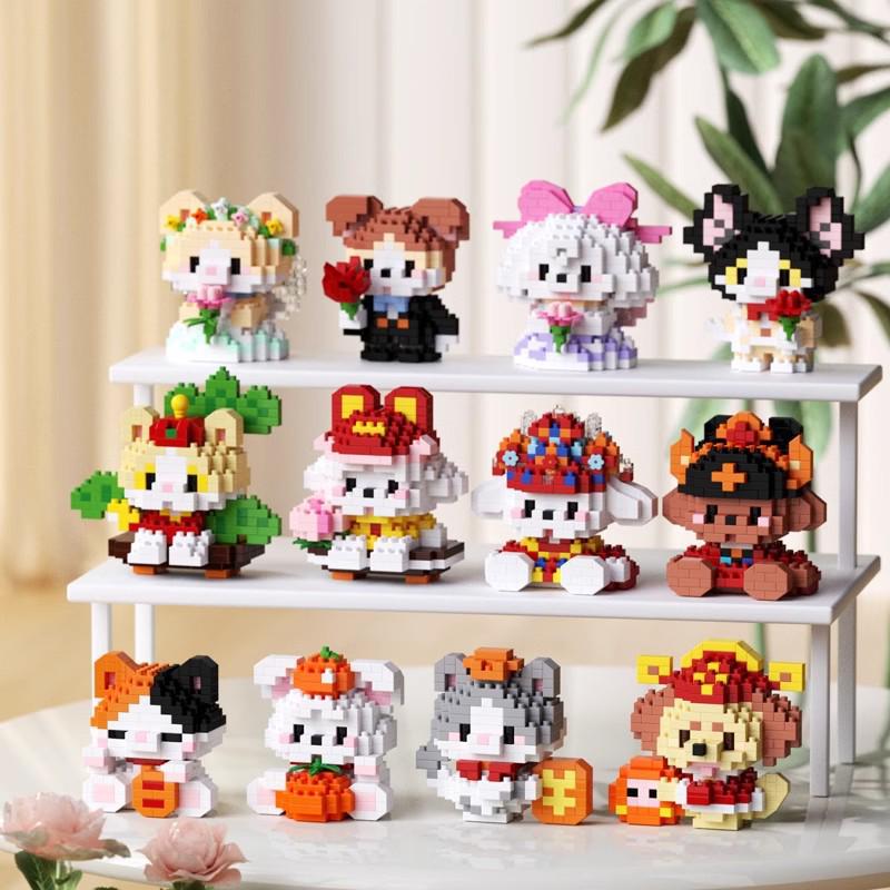 Совместимый с Lego Набор для сборки микро-блоков мультяшной фигурки домашнего питомца щенка и котенка для детей