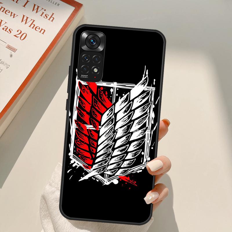 Anime Attack On Titan Logo Case For Xiaomi Redmi Note 11 10 9 8 Pro Note 11S 10S 9S 8T K50 K40 9A 9C 10A 10C Cover