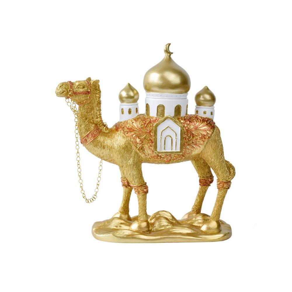 Gold Eid Mubarak Camel Statue Resin Camel Sculpture Light Luxury Ramadan Camel Figurine Party
