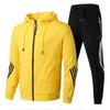 Men's Casual Sports Suit Three Bars Hooded Zipper Hoodie Long Pants Sports Suit