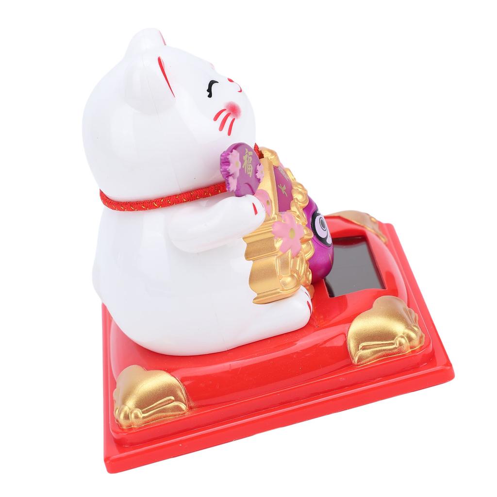 Lucky Cat Waving Arm Solar Powered Light Sensor Wealth Welcoming Fortune Cat Decoration for Home Car Dashboard