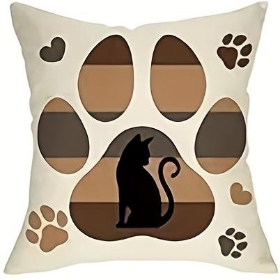 CatThemed Plush Pillow Covers Designs (PeekingPaw PrintsI Love Cats) Home Holiday Decor
