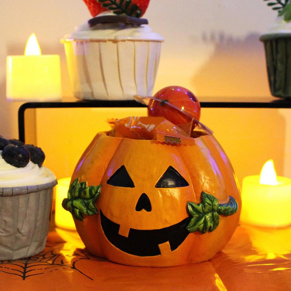 Halloween Pumpkin Planter Flower Pot Container Tabletop Ornament Bonsai Resin Plant
