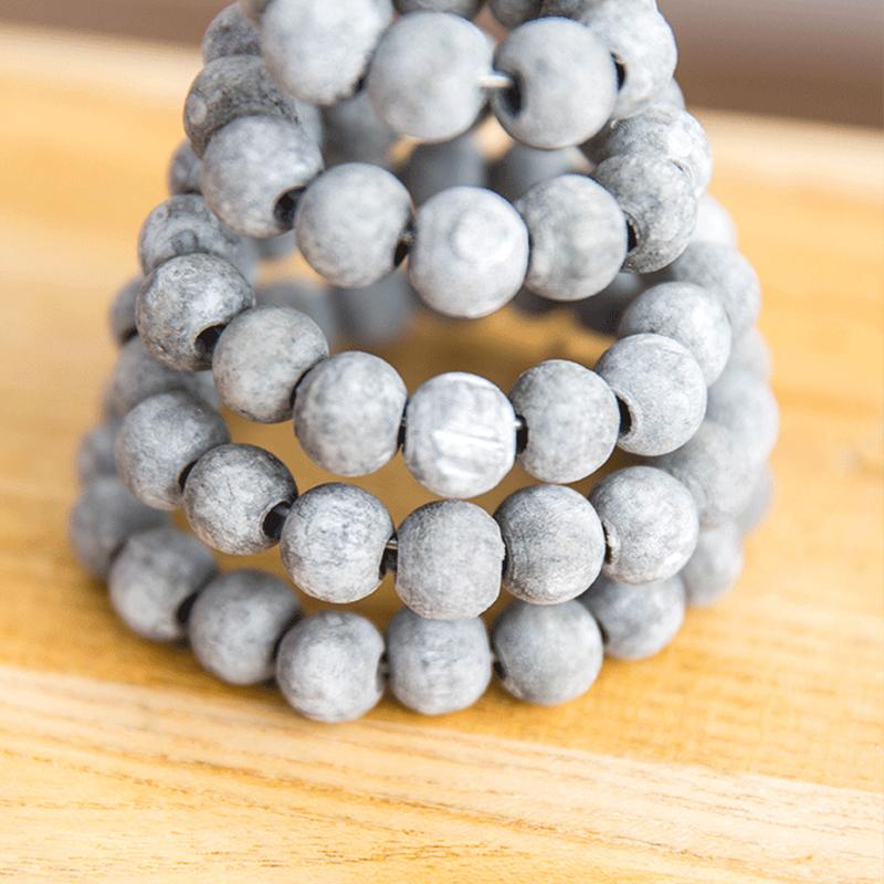 Пеньковая веревка Деревянная бусина Рождественская елка Настольный декор Креативная мини-фигурка елки Настольные украшения Домашнее украшение для праздничной вечеринки