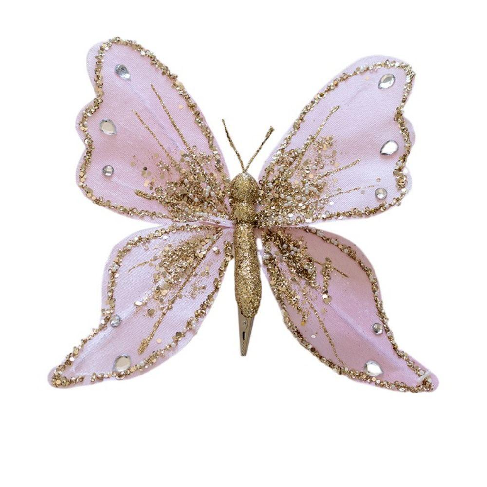 Handmade Christmas Butterfly Pendant With Clip Christmas Tree Pendant Party Supplies