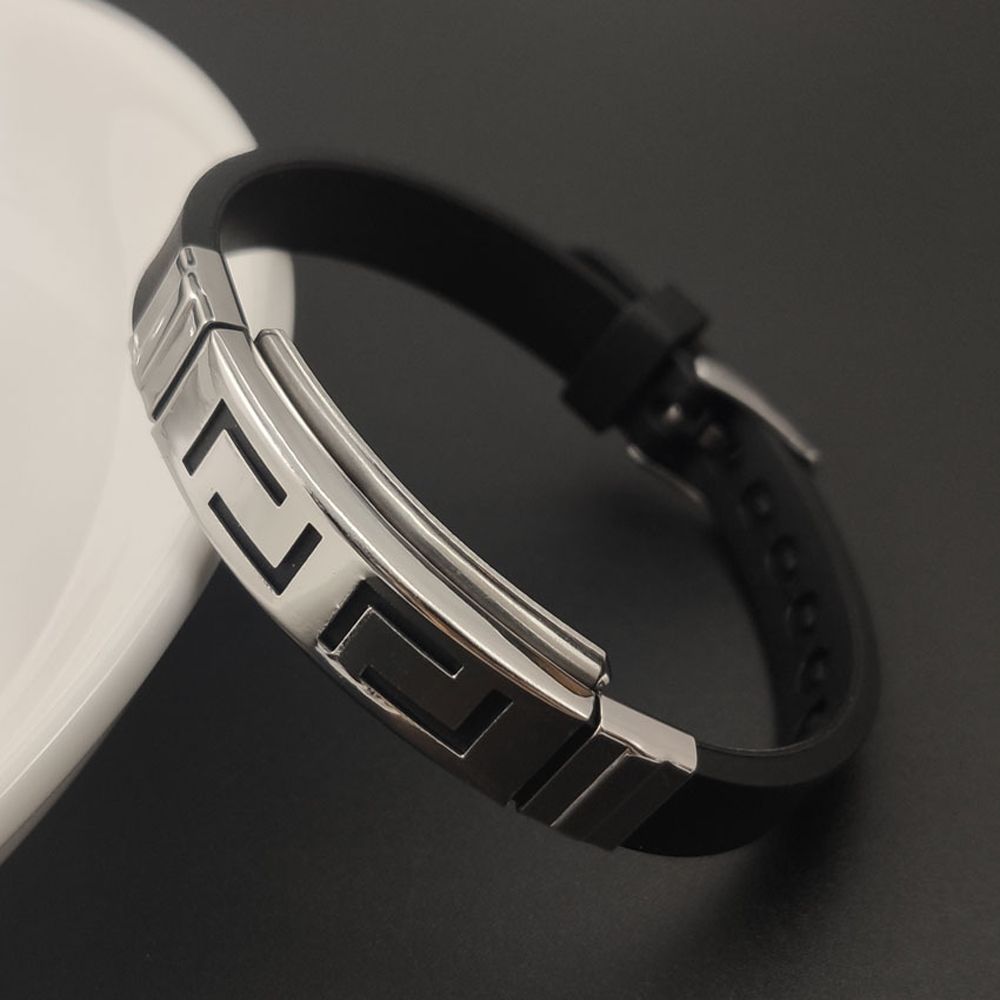 Cross Stainless Steel Silicone Bracelet Men Wristband Jewelry Accessories Korean Hand Rope