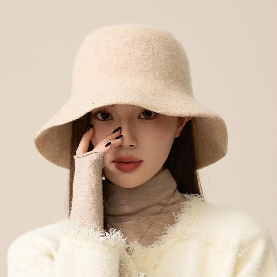 Женская шерстяная шляпа рыбака, однотонная шляпа-ведро, теплая шляпа для отдыха на природе