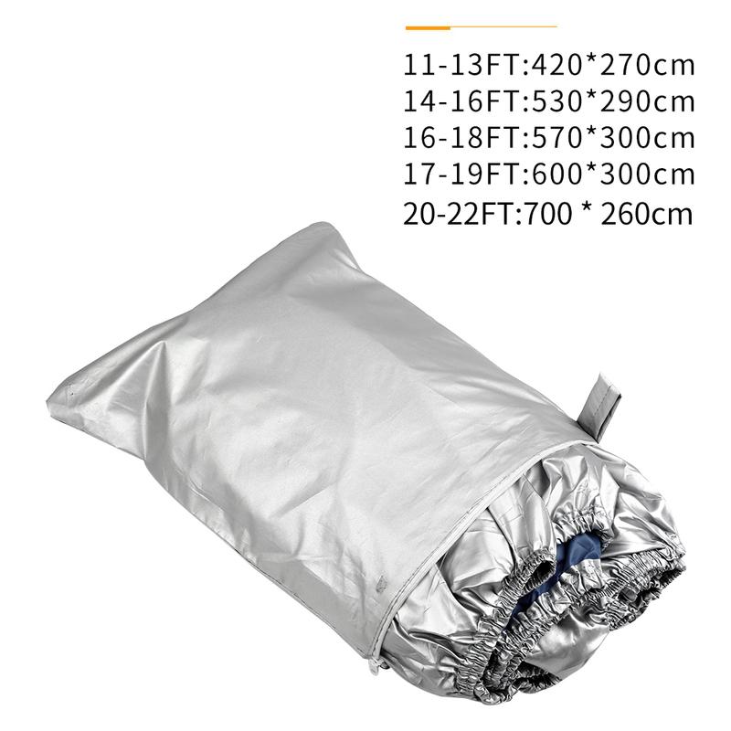 Boat Cover Yacht Outdoor Protection Waterproof Heavy Duty Silver Reflective Fits V-HULL TRI-HULL Runabouts and Bass Boats
