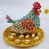 Hen Hatching Eggs Figurine Enameled Jewelry Box Trinket Decorative Art Necklaces Bracelets