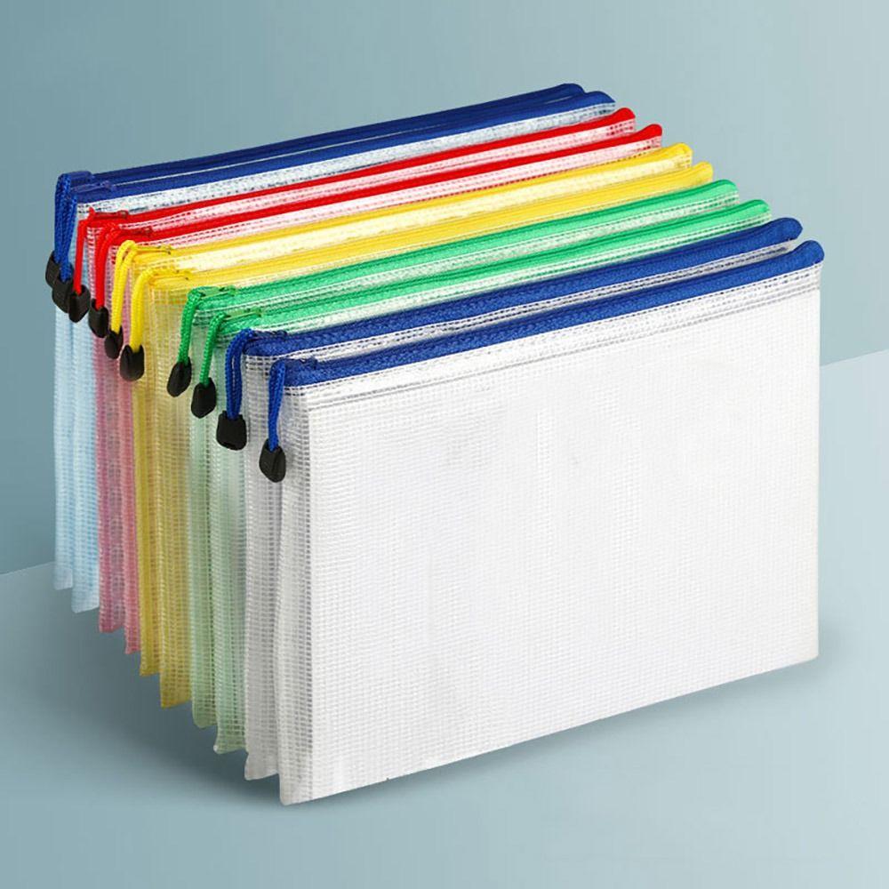 Thickened Zipper Grid Bag Large-Capacity Information Bag Simple Stationery Bag School Office