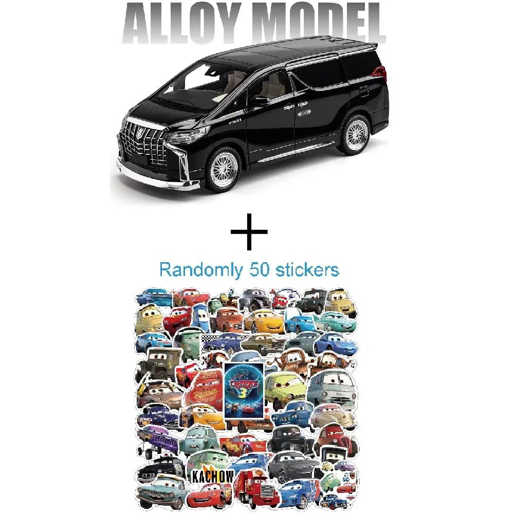 Большой масштаб 1:18 Модель автомобиля Альфард Игрушка Автоматическая дверь Литой металл Звук Свет Деловые автомобили Украшение для детей Подарки