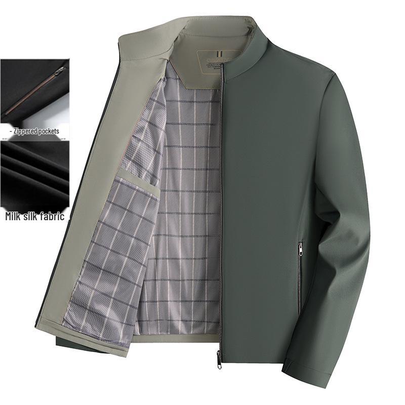 Men's Stand-up Collar Jacket for Spring/Fall - Casual Outerwear for Middle-Aged & Elderly
