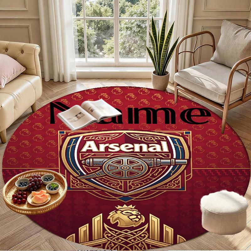 Custom Name Personalized Arsenal F.C Print Round Rug, Versatile Home Decor Carpet, for Playroom, Apartment, Balcony, Entryway, Hallway Gift