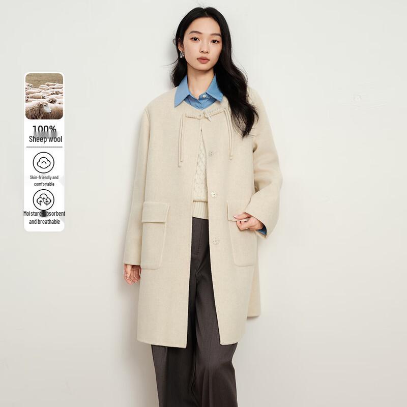 Elva' Island Women's New Chinese Style Button Short Woolen Coat