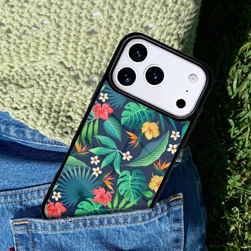 Tropical Flowers Phone Case For iPhone 17 AIR 16 Pro Max 15 14 Pro 11 12 13 Shockproof Silicone Cover