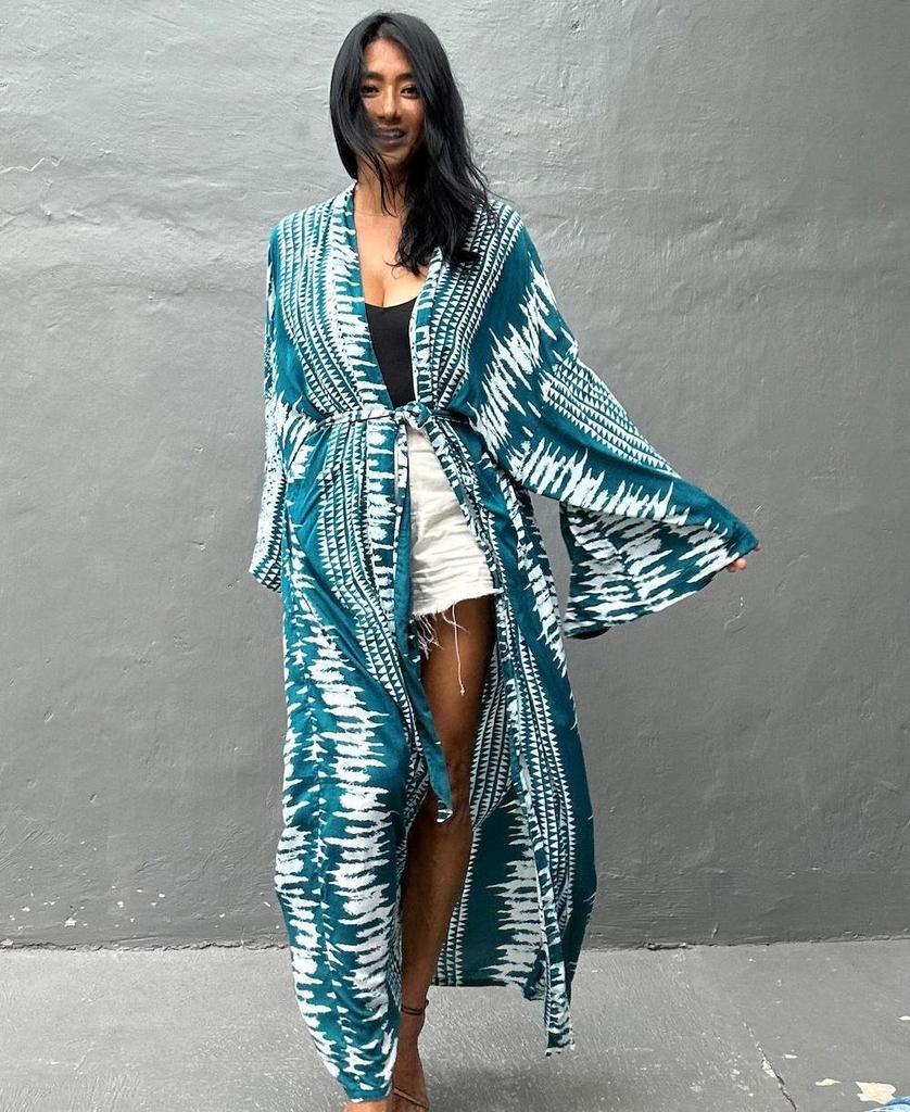 Европейско-американская хлопковая рубашка с принтом для защиты от солнца и накидка для бикини