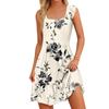Women's Summer Casual Square Neck Dress With Pockets Cute Sleeveless High Waisted A-Line Vest Midi Dress