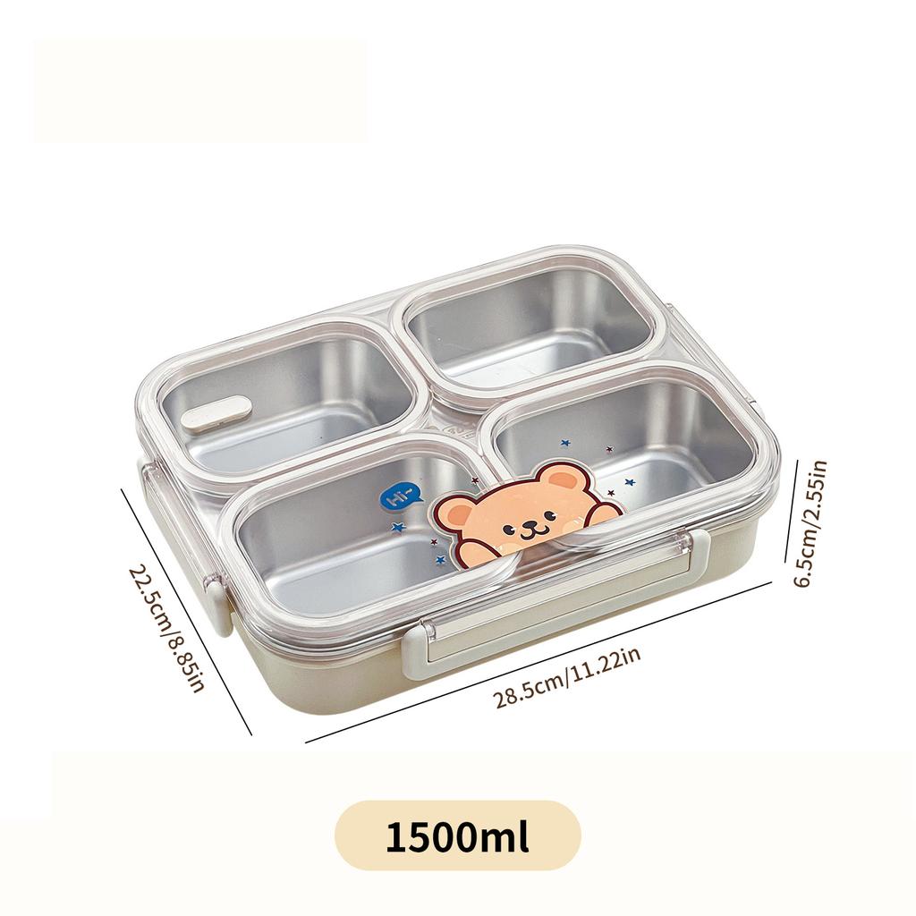304 Stainless Steel Bento Lunch Box With 2/3/4 Compartments Microwave Safe Portable Leak-proof Food Container For Kids Students