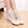 Clearance!!! No Return or Exchange, Daffodils, Chinese Style Retro Simple and Elegant Embroidered Cloth Shoes, Small Slope Heel Women's Single Shoes.