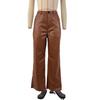 High Waist Women's Retro Leather Pants - Casual Slim Fit, Wide Leg, Autumn/Winter