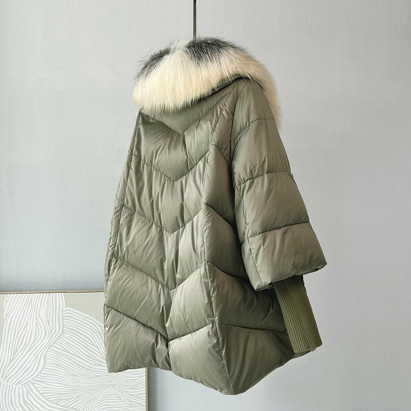 Duck Down Jacket Fox Fur Haining Leather Down Jacket Women's Medium and Long Fur Jacket 2025 Autumn and Winter New Young Models