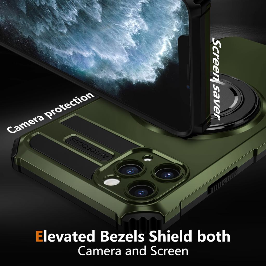 Чехол для iPhone 15 14 13 12 11 Pro Max с магнитным кольцом-держателем, защитные подставки Magsafe Len, полный зеркальный чехол, чехлы-подставки