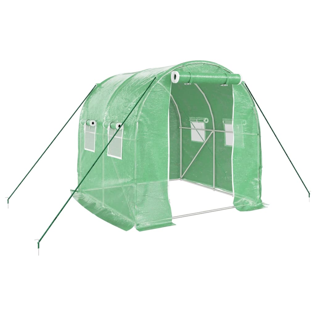 Green Greenhouse with Steel Frame 4 m² 2x2x2 m