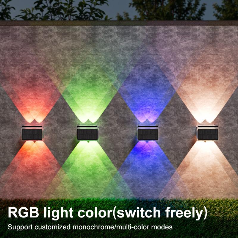 4LED Solar Fence Lights Outdoor Garden Up and Down Lighting Solar Wall Light Waterproof Super Bright Spotlight Yard Pathway