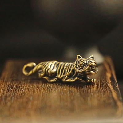 3D Латунный Брелок-Подвеска 'Китайский Зодиак Тигр' - Античный Стиль
