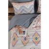 Sahara, Patterned Double Duvet Cover Set With Elastic Sheets, Reusable On Both Sides