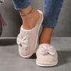 Anzxy Women's Bow-Detail Slip-On Plush Indoor Slippers For Winter