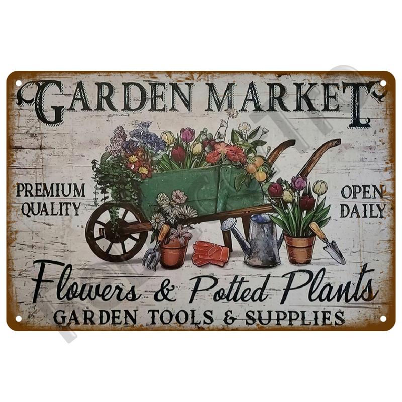 Retro Tin Sign Gardening Metal Sign Vintage Metal Sign For Garden Club Outdoor Indoor Home Wall Decorative Plaque Plates Farm