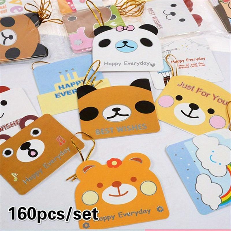 160 листов / набор Золотая шелковая открытка с благословением Милая мультяшная подарочная открытка Маленькая поздравительная открытка