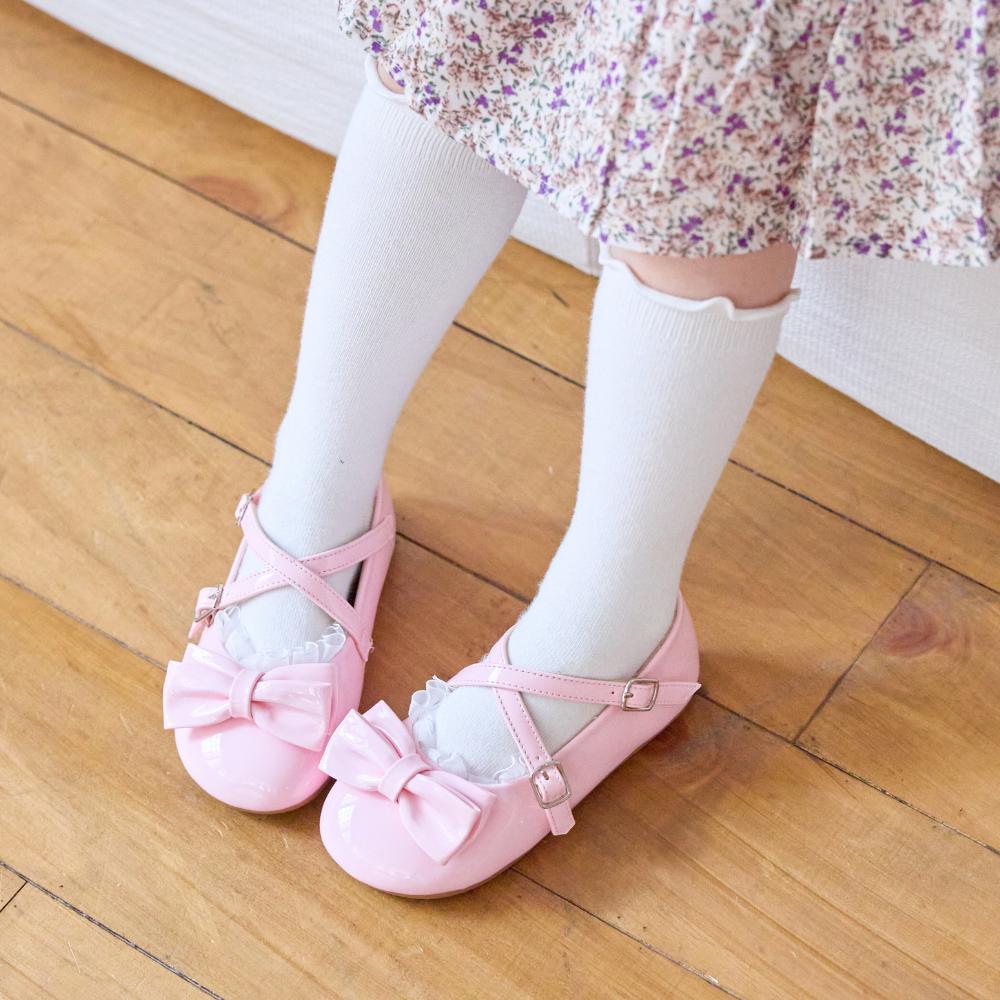 [Babyzzam] Розовые балетки с ангельской лентой для девочек [BB461-10009]